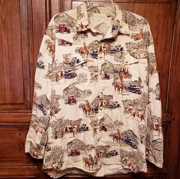 Other - Western Horse Button Down Shirt size 2X